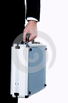 Businessman with metal suitcase photo