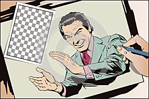 Businessman and metrosexual claps his hands. Stock illustration.