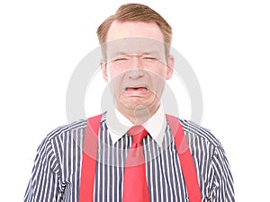 Businessman with minor head injury (crying version)