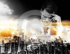 Businessman and modern megapolis