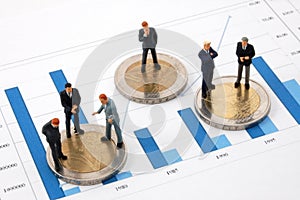 Businessman and money over a chart