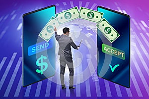 Businessman in money transfer concept