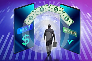 Businessman in money transfer concept