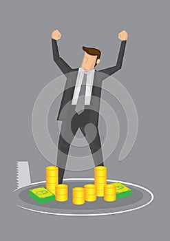 Businessman and Money Trap Conceptual Vector Illustration