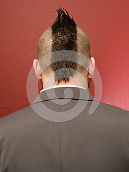 Businessman mowhawk head - back