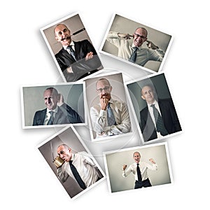 Businessman with multiple expressions