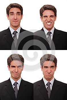 Businessman with multiple expressions
