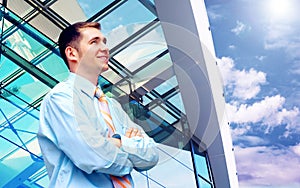 Businessman near the modern buildings