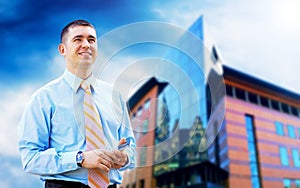 Businessman near the modern buildings