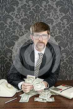 Businessman nerd accountant dollar notes