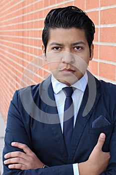 Businessman with neutral expression closeup