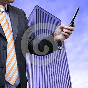 Businessman with new cellphone