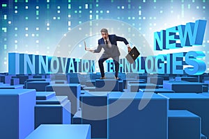 The businessman in new technologies concept