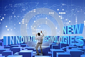 Businessman in new technologies concept
