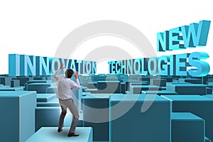 Businessman in new technologies concept