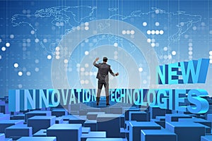 Businessman in new technologies concept