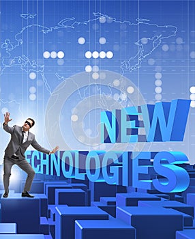 Businessman in new technologies concept