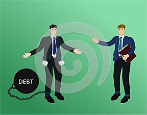 Businessman no money to payment debt to creditors