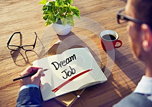 Businessman with Note about Dream Job Concept