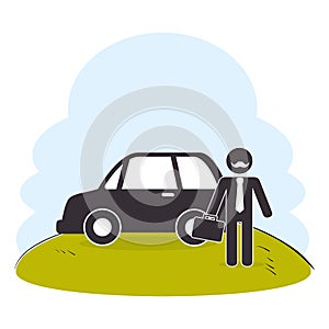 Businessman with nportfolio silhouette