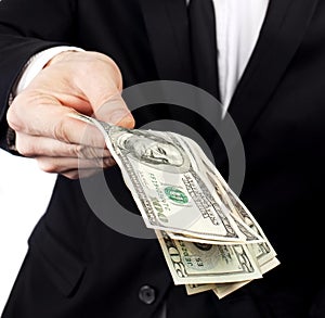 Businessman offering money