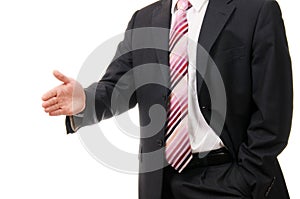 Businessman offering to shake your hand.