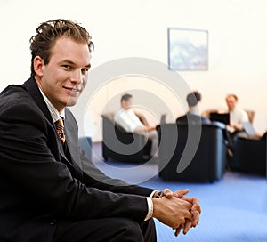 Businessman at office lobby