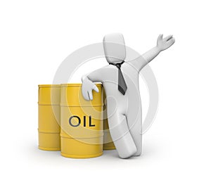 Businessman with oil barrels photo
