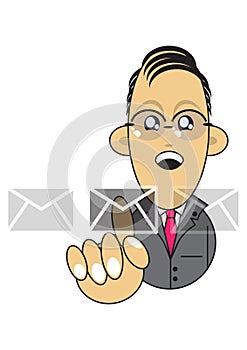 Businessman opening email with touchscreen