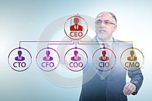 Businessman in the organisation chart concept