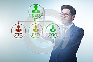 Businessman in the organisation chart concept
