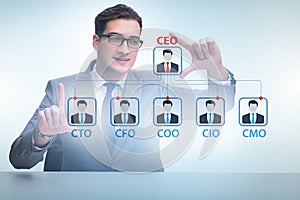 Businessman in the organisation chart concept