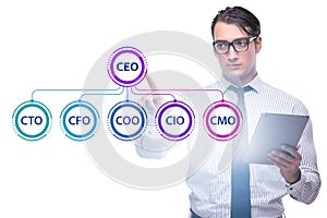 Businessman in the organisation chart concept