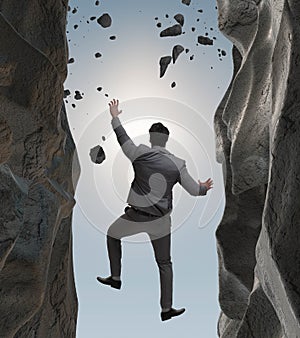 The businessman overcoming challenges in business concept