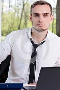 Businessman during overworking