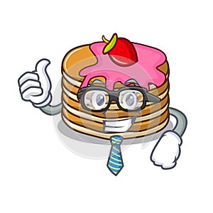 Businessman pancake with strawberry character cartoon