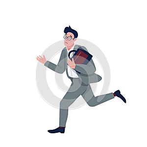 Businessman in panic flat color vector detailed character