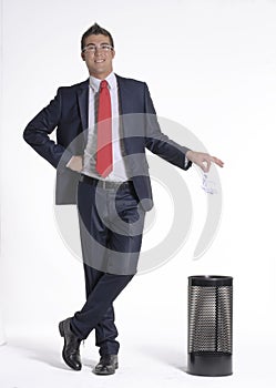 Businessman paper basket.