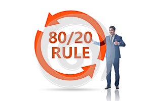 Businessman in pareto rule illustration