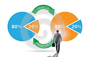 Businessman in pareto rule illustration