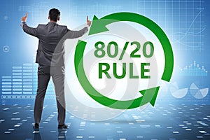 Businessman in pareto rule illustration