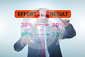 Businessman in pareto rule illustration