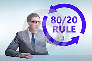 Businessman in pareto rule illustration