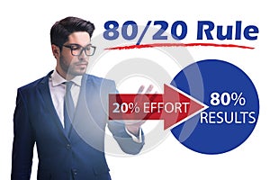 Businessman in pareto rule illustration