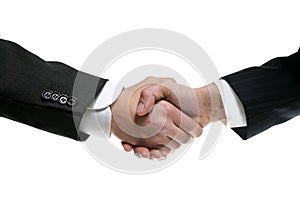 Businessman partners shaking hands with suit