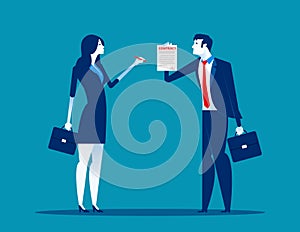 Businessman with partnership and agree to sign contract after to success business discussion. Concept  business vector