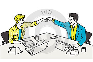 Businessman partnership make fist bumping