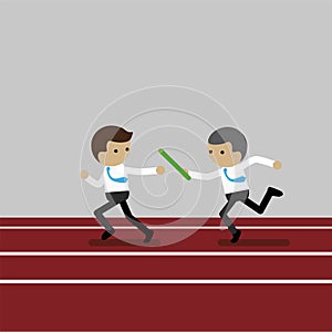 Businessman passing the baton in a relay race