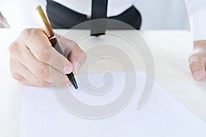 Businessman people sign contract documents