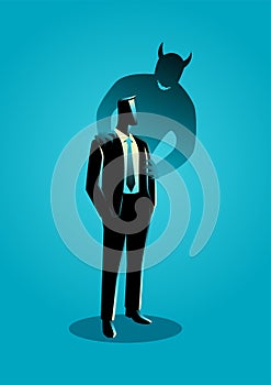 Businessman persuaded by the devil